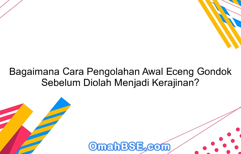 Bagaimana Cara Pengolahan Awal Eceng Gondok Sebelum Diolah Menjadi Kerajinan?