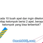 25. Jika ada 10 buah apel dan ingin dikelompokkan dalam setiap kelompok berisi 2 apel, berapa banyak kelompok yang bisa terbentuk?