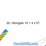 30. Hitunglah 10 + 4 x 5?