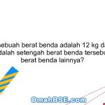 65. Jika sebuah berat benda adalah 12 kg dan benda lainnya adalah setengah berat benda tersebut, berapa berat benda lainnya?