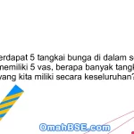 85. Jika terdapat 5 tangkai bunga di dalam setiap vas, dan kita memiliki 5 vas, berapa banyak tangkai bunga yang kita miliki secara keseluruhan?