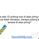 88. Jika ada 15 potong kue di atas piring dan 10 potong kue telah dimakan, berapa potong kue yang tersisa di atas piring?