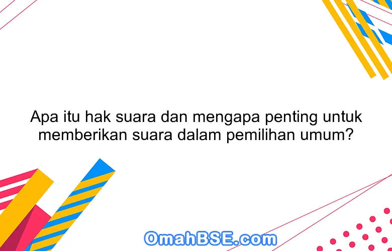 Apa itu hak suara dan mengapa penting untuk memberikan suara dalam pemilihan umum?