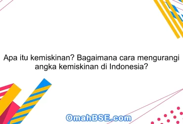 Apa itu kemiskinan? Bagaimana cara mengurangi angka kemiskinan di Indonesia?