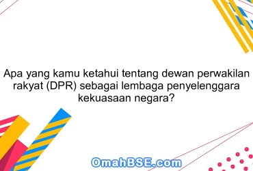 Apa yang kamu ketahui tentang dewan perwakilan rakyat (DPR) sebagai lembaga penyelenggara kekuasaan negara?