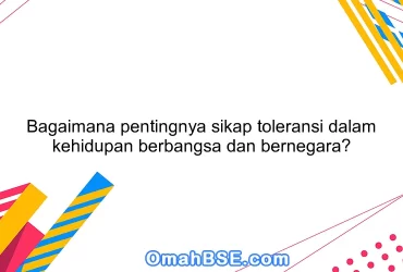 Bagaimana pentingnya sikap toleransi dalam kehidupan berbangsa dan bernegara?