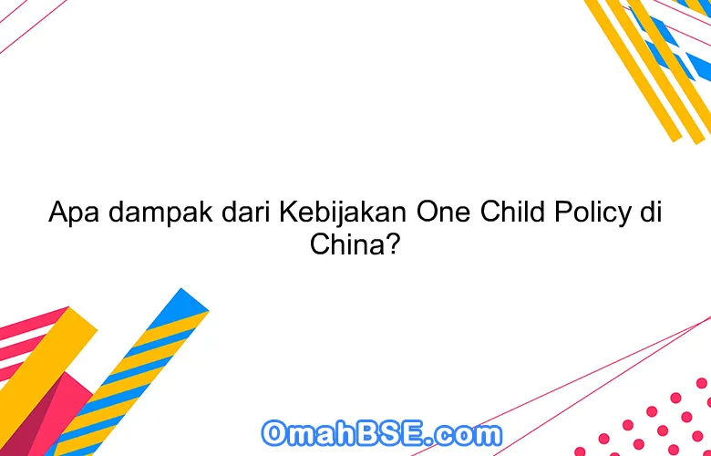 Apa dampak dari Kebijakan One Child Policy di China?