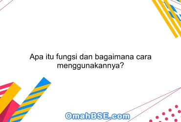 Apa itu fungsi dan bagaimana cara menggunakannya?