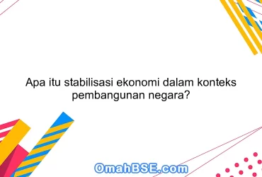 Apa itu stabilisasi ekonomi dalam konteks pembangunan negara?