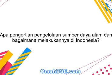 Apa pengertian pengelolaan sumber daya alam dan bagaimana melakukannya di Indonesia?