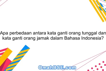 Apa perbedaan antara kata ganti orang tunggal dan kata ganti orang jamak dalam Bahasa Indonesia?