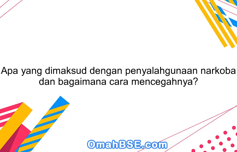 Apa yang dimaksud dengan penyalahgunaan narkoba dan bagaimana cara mencegahnya?