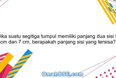 Jika suatu segitiga tumpul memiliki panjang dua sisi 5 cm dan 7 cm, berapakah panjang sisi yang tersisa?