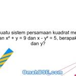 Jika suatu sistem persamaan kuadrat memiliki persamaan x² + y = 9 dan x - y² = 5, berapakah nilai x dan y?