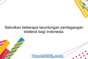 Sebutkan beberapa keuntungan perdagangan bilateral bagi Indonesia.