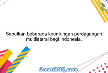 Sebutkan beberapa keuntungan perdagangan multilateral bagi Indonesia.